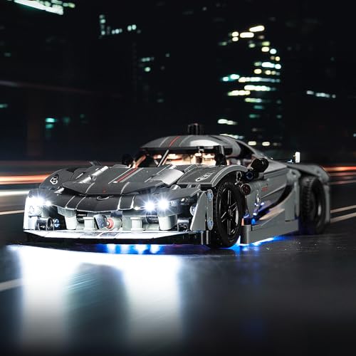LocoLee Licht Kompatibel mit Lego 42173 Koenigsegg Jesko Absolut Supersportwagen in Grau, Nur Lichter Set - Kein Modell, Licht BeleuchtungSet Compatible with LEGO Technic Koenigsegg Jesko Absolut