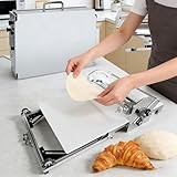 LSHFYV Elektrischer Teigausrollapparat aus Edelstahl für Gebäck und Fondant, einstellbare Dicke von 0,08' bis 1,18', wendbarer Teigausrollapparat für Blätterteig und Fondant