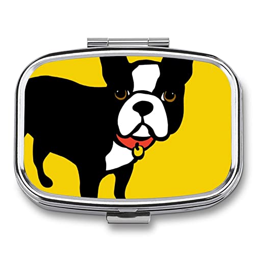 ピルケース 薬ケース サプリケース 犬柄 ボストンテリア フレンチブルドッグ ミニ薬箱 くすりいれケース 錠剤ケース 収納ケース 2仕切り 長方形 お薬ポーチ 小物入れ 携帯薬箱 薬入れ 携帯用 旅行 薬の飲み忘れ防止 密閉 耐湿 薬ストレージ