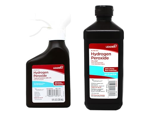 LEADER Hydrogen Peroxide Spray Bottle First Aid Antiseptic 3% Solution with Refill 24 Ounce Total