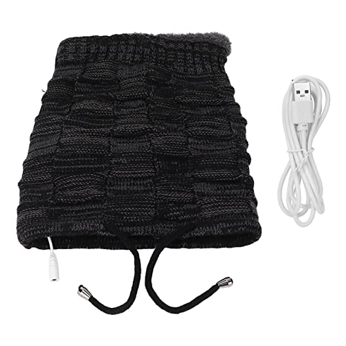 Pilipane Men and Women Rechargeable Heated Scarf Hat Set, USB Heating Warm Wool Pullover Scarf Knitted Hat for Cycling Hiking Camping