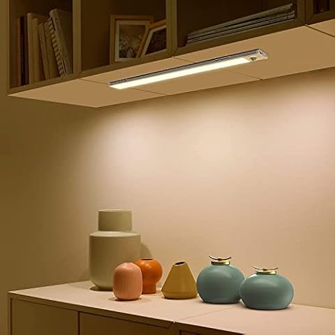 SIBI LED Sensor Light, Rechargeable Cabinet Lighting with Motion Sensor, Ultra Thin Under-Unit Light for Kitchen, Wardrobe, Stairs, Warm White 3000 K, Pack of 1 Cover