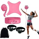 Volleyball Rebound Belt Trainer - Solo Practice Tool, Volleyball Training Equipment Aid to Master Serving Spike, Serve, Set & Pass like a Pro - No More Ball Chasing, Volleyball Trainer Gift (Pink)