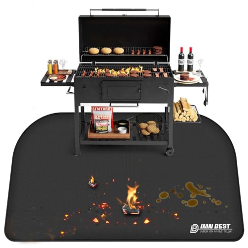 ImnBest Feuerfeste Unterlage, Faltbare Grillmatte Bodenschutz Grillunterlage, Silikon-Glasfaser Hitzebeständige Wasserbeständige Grillmatte für BBQ Grills, Kamin, Boden, Rasen und Camping (120X80cm)