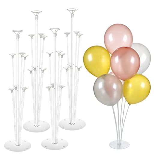 Mitavo Soporte Para Globos de 4 Piezas con 28 Globos, Base Para Globos, Arbol de Globos para Podas, Cumpleaños, Fiestas, Transparente