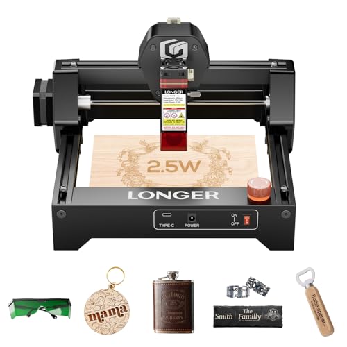 LONGER RAY5 Mini 2.5 W Laser Engraving Machine with - WiFi Emergency Stop High-Speed Laser Engraving Machine 12000mm/min - for Wood/Acrylic - 130 x 140 mmSuitable for Beginners