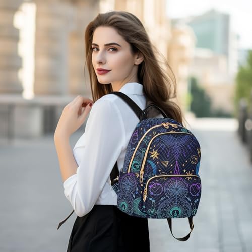Image of ALAZA Moon Star Witchy Blue & Purple Mini Backpack Purse for Women Travel Bag Fashion Daypack Back Pack Shoulder Bag