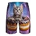 Men & Boys Fit Swim Trunks for Beach Athletic Hiking Quick Dry Drawstring Essentials Half Pants with Pockets Lining, Beachwear Space Galaxy Doughnut Donut Cat Fashion Swim Trunks