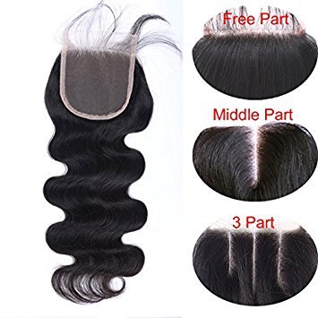 Friya Hair Top Quality 3 Part Body Wave Lace Closure Bleached Knots Brazilian Virgin Human Hair Closure with Baby Hair 16"