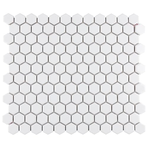 Merola Tile Metro 1' Hex Glossy White 10-1/4' x 11-7/8' Porcelain Floor and Wall Tile