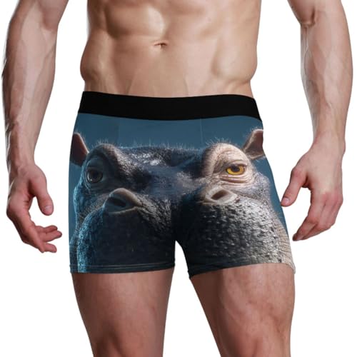 voucong Funny Animal Head Hippo - Calzoncillos tipo bóxer para hombre, Divertido hipopótamo con cabeza de animal, S