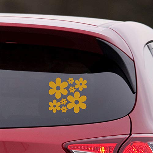 Image of Groovy Daisy Flower (Metallic Gold) (Set of 2) Premium Waterproof Vinyl Decal Stickers for Laptop Phone Accessory Helmet Car Window Bumper Mug Tuber Cup Door Wall Decoration