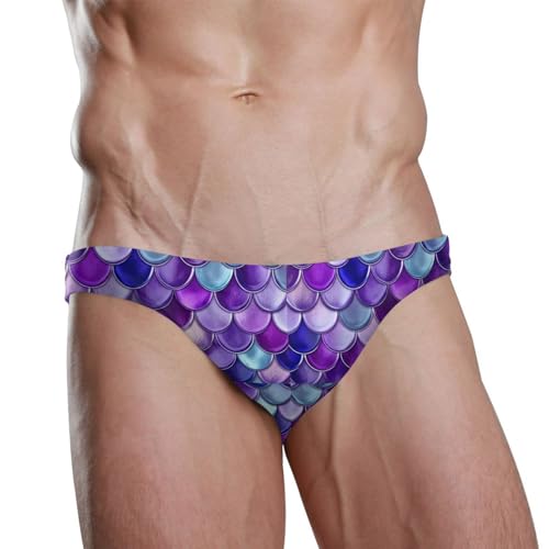 Men's Purple Lavender Mermaid Scale Swim Briefs Bikini Swimsuit S 202c14352