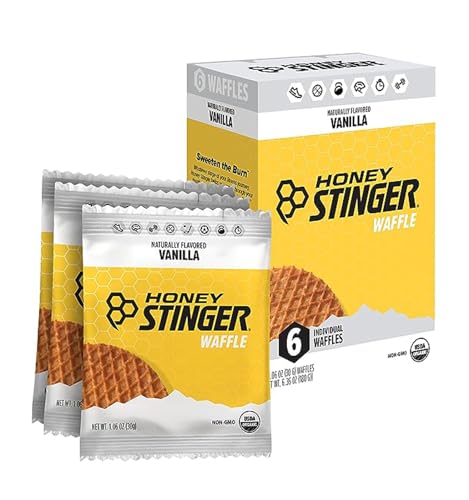 Honey Stinger Organic Vanilla Waffle | Energy Stroopwafel for Exercise, Endurance and Performance | Sports Nutrition for Home &amp; Gym, Pre and Post Workout | Box of 6 Waffles, 6.36 Ounce