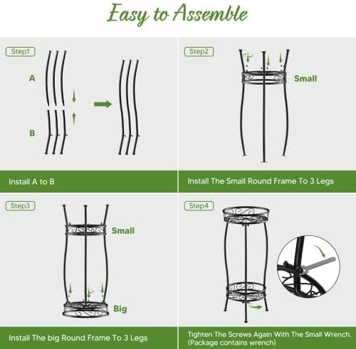 Miniatura 7 de H HOMEXIN Soporte para plantas para interiores y exteriores, soporte alto de metal de 2 niveles para macetas de 26.5" soporte para flores de