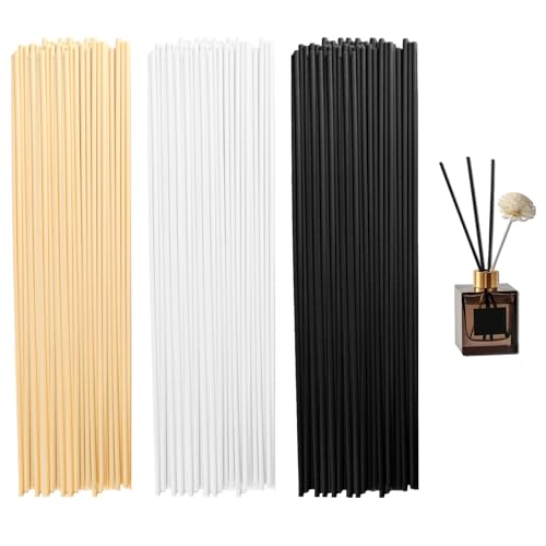 120 varillas difusoras de varillas de 30 cm, varillas difusoras de varillas difusoras de color negro y blanco, color natural, larga madera natural, ratán, aceites esenciales, difusores de fragancia