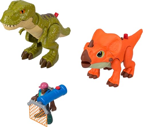 Fisher-Price Imaginext Jurassic World Rebirth Playset, T. Rex Toy Pack with 3 Inch Human Action Figure, 2 Dinosaurs & Accessories (Amazon Exclusive)