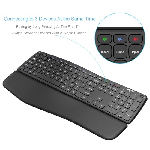 Arteck Bluetooth Keyboard Universal Wave Comfortable Keypad with Palm Rest Multi-Device Full Size Wireless Keyboard for Windows iOS iPad OS Android, Computer Desktop Laptop Surface Tablet Smartphone by Arteck - Used condition - Image 4