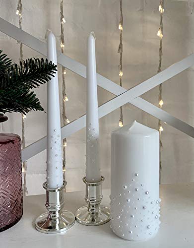 Magik Life Unity Candle Set for Wedding - Wedding Accessories for Reception and Ceremony - Candle Sets - 6 Inch Pillar and 2 10 Inch Tapers - Decorative Pillars White