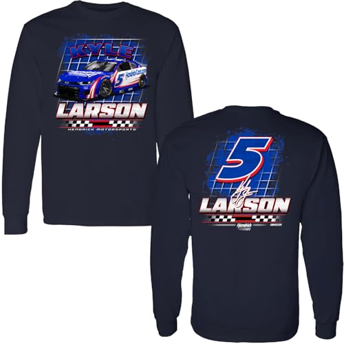 Camiseta de manga larga de Kyle Larson 2025 HendrickCars azul estilo casual deportivo