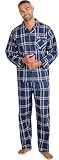 BRANDBUYS Mens Traditional Warm Flannel Pyjama Set Winter Warm Flannel Thermal 100% Cotton napped Flannelette M L XL XXL Gifts for Him (as8, alpha, l, regular, regular, Denim Check)