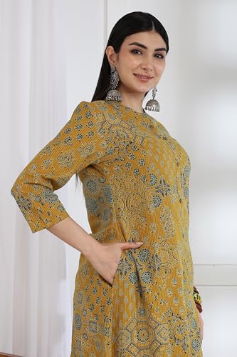 Image of MIRCHI FASHION Pure Cotton Kurti for Women | A-Line Kantha Work Printed Kurta for Woman | Ethnic Wear for Office & Daily Use (Single Piece)