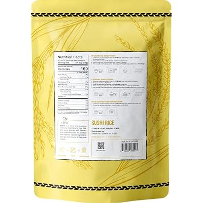 Soeos Sushi Rice, Medium Grain, White Sticky Rice for Sushi Rolls and Japanese Food, Calrose Rice, 2 Pound (32 Ounce)