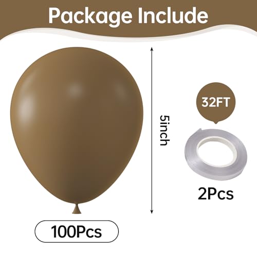 Image of Retro Brown Balloons,100 Pcs 5 Inch Mini Matte Latex Balloons for Balloon Garland Arch, Birthday Decoration, Wedding Party, Baby Shower Decorations
