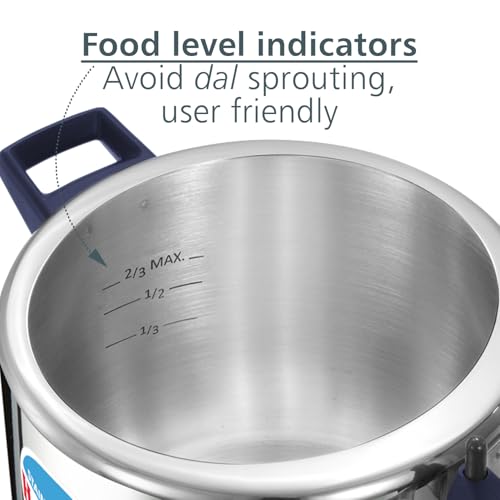 Image of Hawkins Hevibase 5 Litre Stainless Steel Pressure Cooker | Straight Body | Induction & Gas Compatible | Ideal for 5-7 persons | ISI Certified | Guaranteed for 5 year | Silver (HSI50)