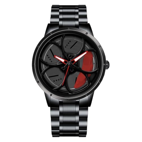 Image of Shocknshop RevolveX Rotating Hollow Wheel Hub Creative Fashion Analog Quartz Stainless Steel Wrist Watch for Men Boys -WCH364