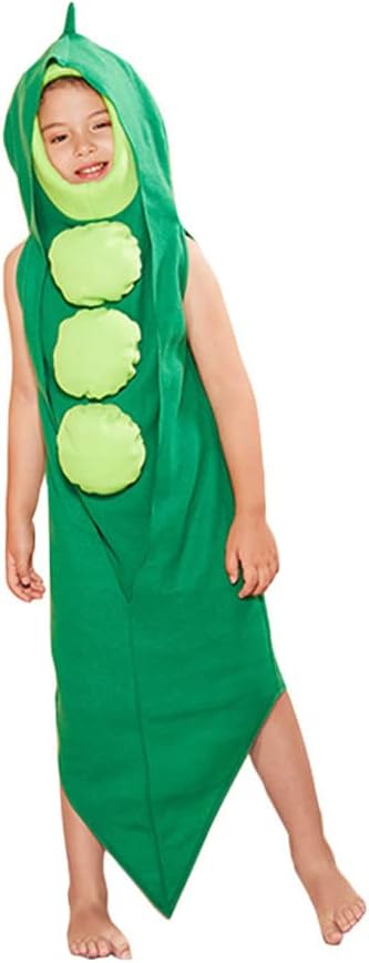 STIOEDYUAN Pea Pod Costume for Kids Funny Fruits Veggies Food Halloween Costume Party Slip On One Piece Outfit Cosplay - Image 3