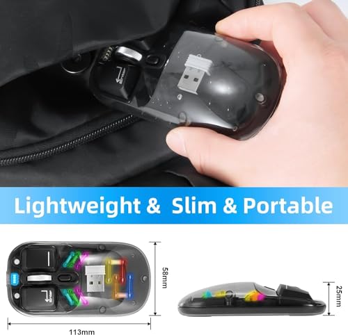 Image of ETZIN Wireless Mouse Tri-Mode 2.4GHz /BT5.0 /BT5.0Bluetooth Silent Rechargeable Mouse with USB Receiver and Type-C Adapter Mouse for Laptop,PC,MacBook,Chromebook,iPad,Tablet EPL-1276KM (Black)