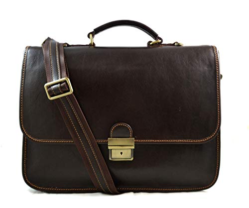 Sac messenger cuir pour le travail et les trajets urbains, sacoche d'épaule marron fonce
