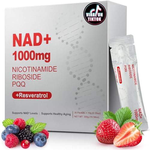 1000mg high-potency nad liquid supplement nicotinamide riboside amp resveratrol with pqq boosts cellular energy focus amp healthy aging - 1 pc