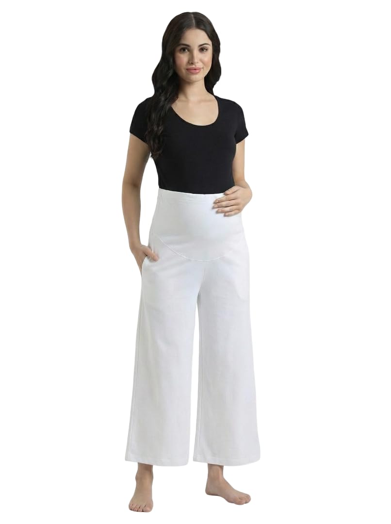evamomies Women's Cotton Maternity Palazzo for Pregnant Women Pre & Post Pregnancy-picture-27