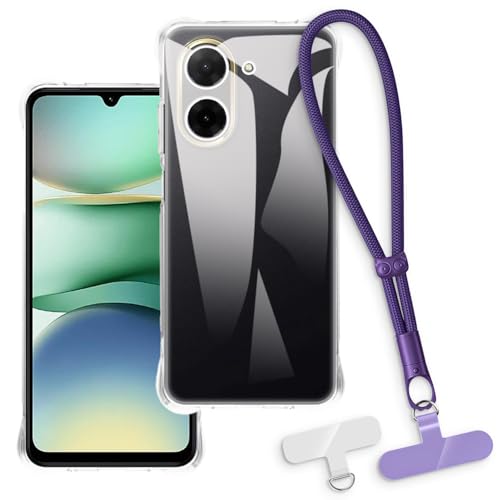 OAGELIM 2-in-1�ی�P�[�X�ƃ��X�g�X�g���b�v Xiaomi Redmi A5 4G 171MM �Ƃ̌݊������� ���O���\�ȃ��j���[�h�t���d�b�J�o�[�A����~�ߕ����h�~�O���b�v�n���h�� (�N���A + �p�[�v��)
