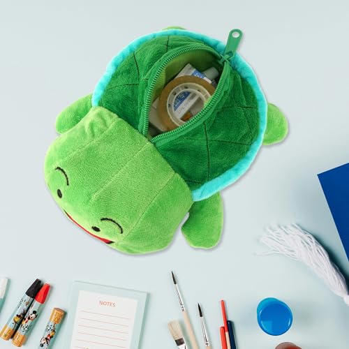 Image of Minache Women Animal Frog Plush Stationery Pouch Pen Pencil Case Ladies Cosmetic Bag