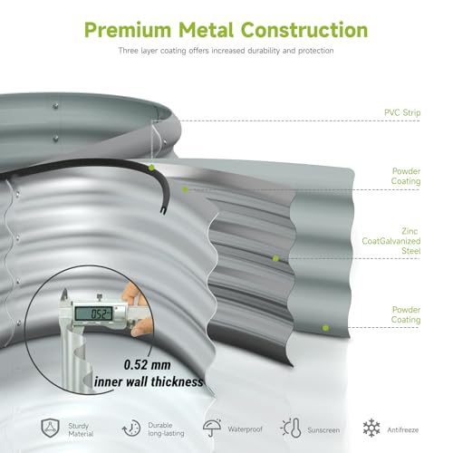 Rujkodvh 4x2x1 FT Oval Metal Raised Garden Bed, Open Bottom Design Elevated Garden Planter Box Outdoor, Trough Planter for Outdoor Plants, Flower, Vegetables, Fruit, Herbs (Silver, 1PC) — view 2