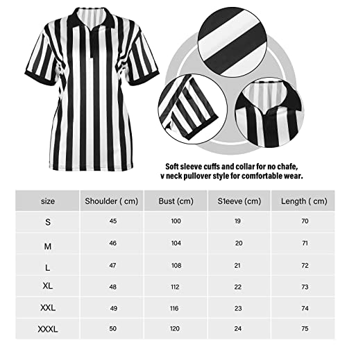 Satinior Women Referee Costume Black And White Stripe Ref Shirt Jersey Shorts Referee Hat For Halloween Cosplay Party (Small) #TOP2