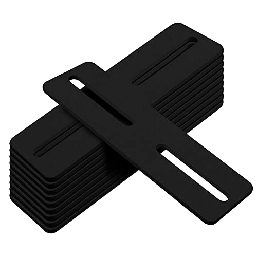 eoere 10 PCS 5" Black Flat Mending Plate, Support with Slots Steel Strap Straight Repair Plates Brace, Fixing Bracket Connector, Thickness 1/8"