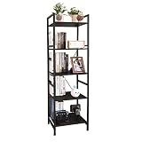 OGCAU Bookcase and Bookshelf 5 Tier Display Shelf, Industrial Bookshelf with Metal Frame, Freestandi