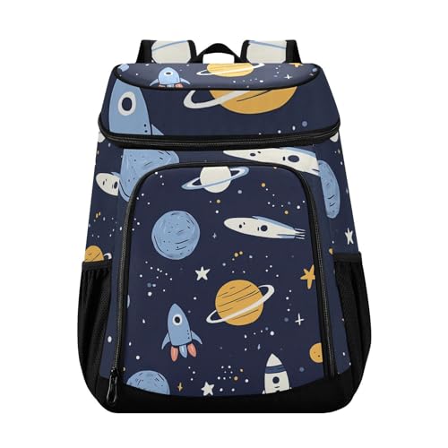 Rocket Planet Cartoon Cooler Backpack Cooler Insulated Leak Proof Lunch Backpack 36 Cans Waterproof Soft for Men Women Picnic Hiking Camping Beach