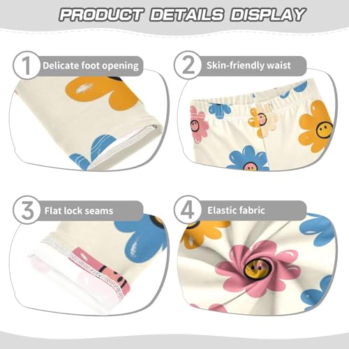 Girls Leggings Cool Groovy Flowers Toddler Girls Clothes Leggings for Girls Toddler Girls Leggings 3-4T3