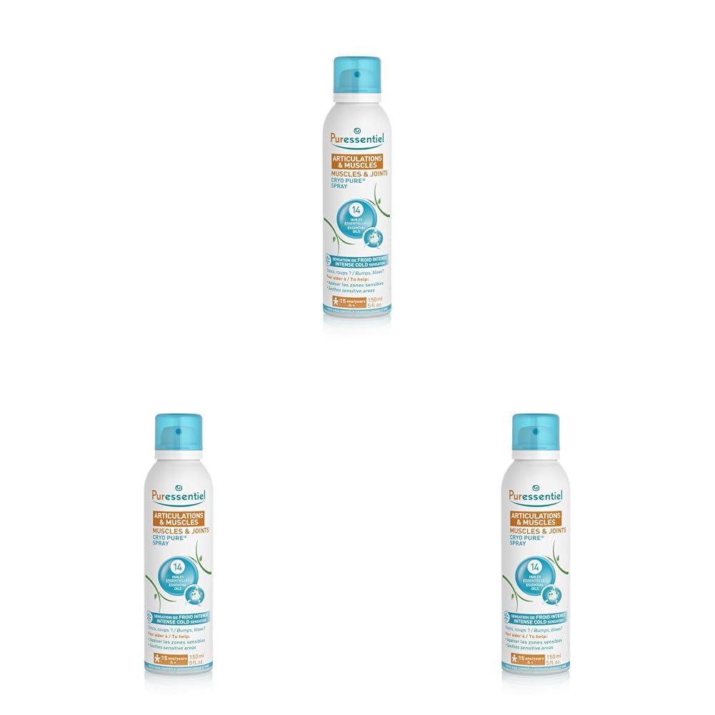 Puressentiel - Articulaciones y Músculos - Spray Cryo Pure - Efecto frío intenso, rápido, y duradero - Dolores inflamatorios - 150 ml (Paquete de 3)