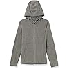 AMAZON ESSENTIALS Women's Long-Sleeve Hooded Full-Zip Polar Fleece Jacket, Charcoal Heather, Large