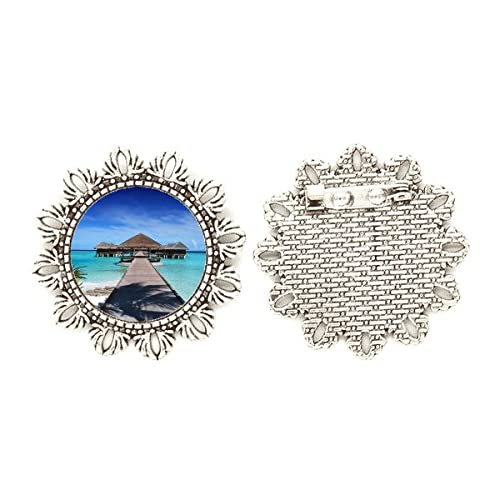 Broche de plata con diseño de flores Ocean House medium de alta joyería fina