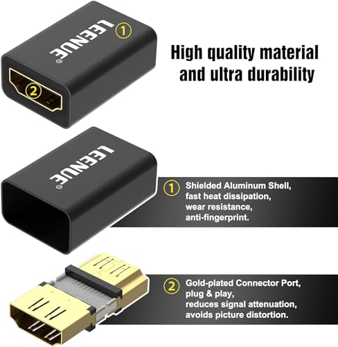 LEENUE HDMI Coupler 8K 2.1, HDMI Female to Female Connector Adapter, Support 3D 8K@60Hz/4K@120Hz UHD HDR eARC for Laptop HDTV - Image 3