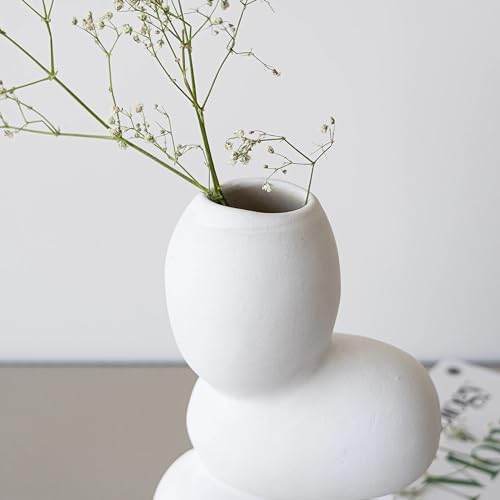 Image of Bliss Hohm Decorative Ceramic Flower Vase for Home Decor and Gifting, Flower Vases for Living Room & Office Decor, Decoration Items, Wall Tabletop showpieces (White Pebble)