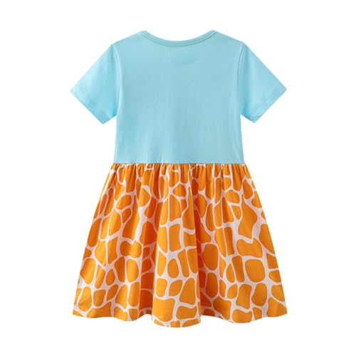 Toddler Girl Summer Dress Little Girls Cotton Short Sleeve Dresses Casual Midi Sundress for Kids 2-7 Years2