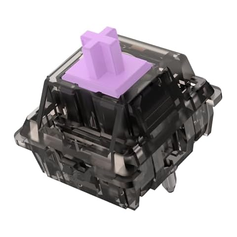 DUROCK Linear Switches, Creamy Purple Stem L4 Linear Switch 67g, 5 Pins Smooth Lubed Switches for Mechanical Keyboards (DUROCK L4 Smokey, 90pcs) Cover